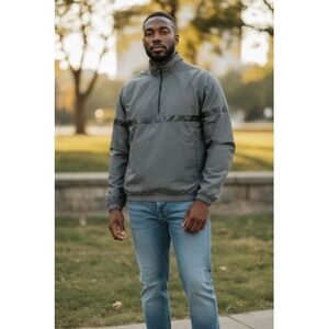 Under Armour Jacket Men Large Gray Half Zip Windbreaker Athletic Pullover Active